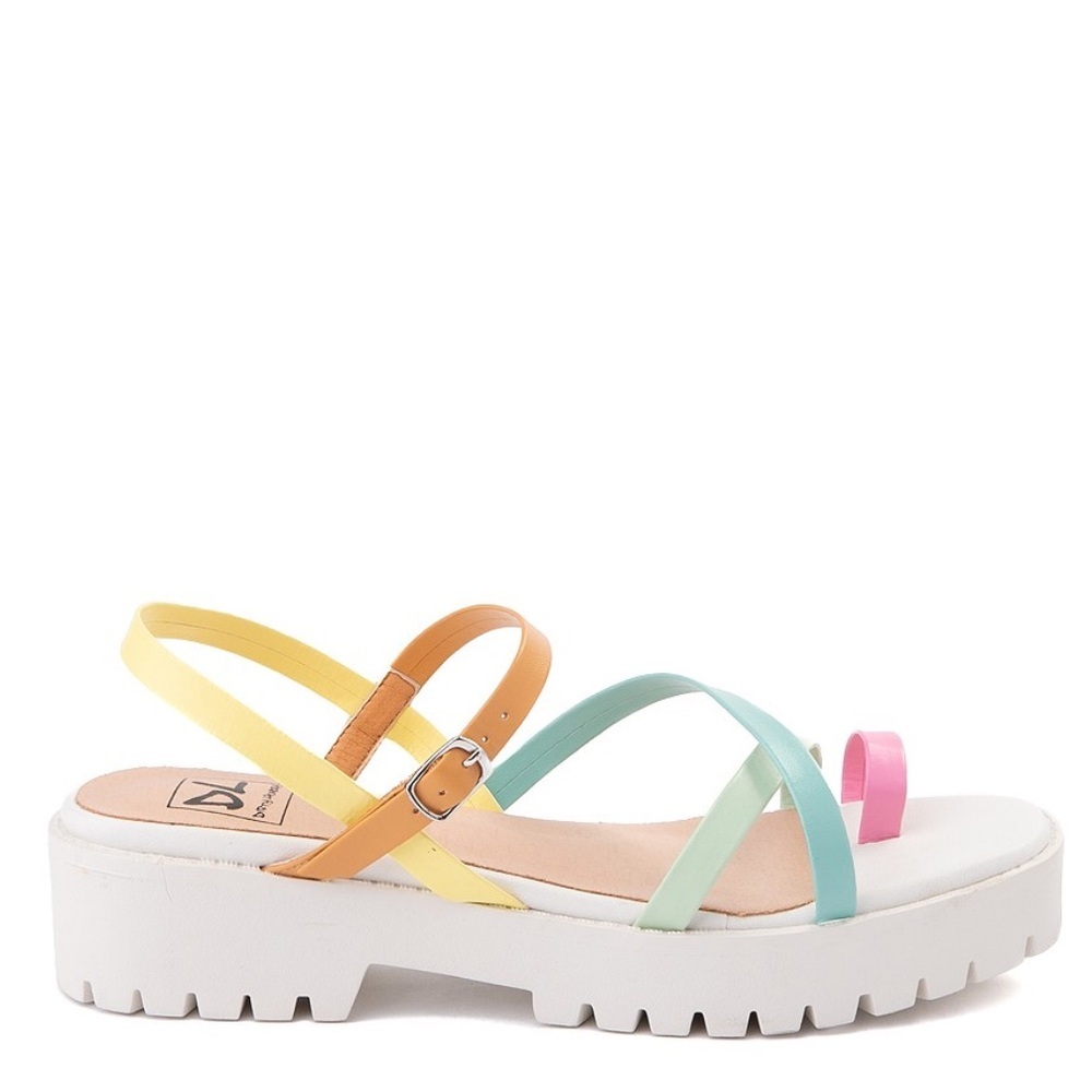 Dirty Laundry Rhoni rainbow strappy platform lug sole sandals chunky